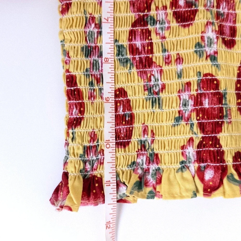 Vintage Y2K NWT Beluga Apple Smocked Top Yellow Red Fruit Print Baby‎ 24m